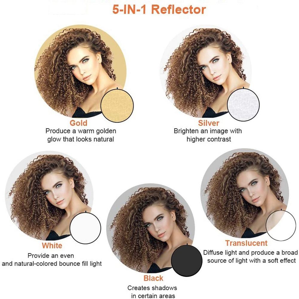 Reflector 5 In 1 110Cm - Estudio fotográfico portátil de 60 cm,