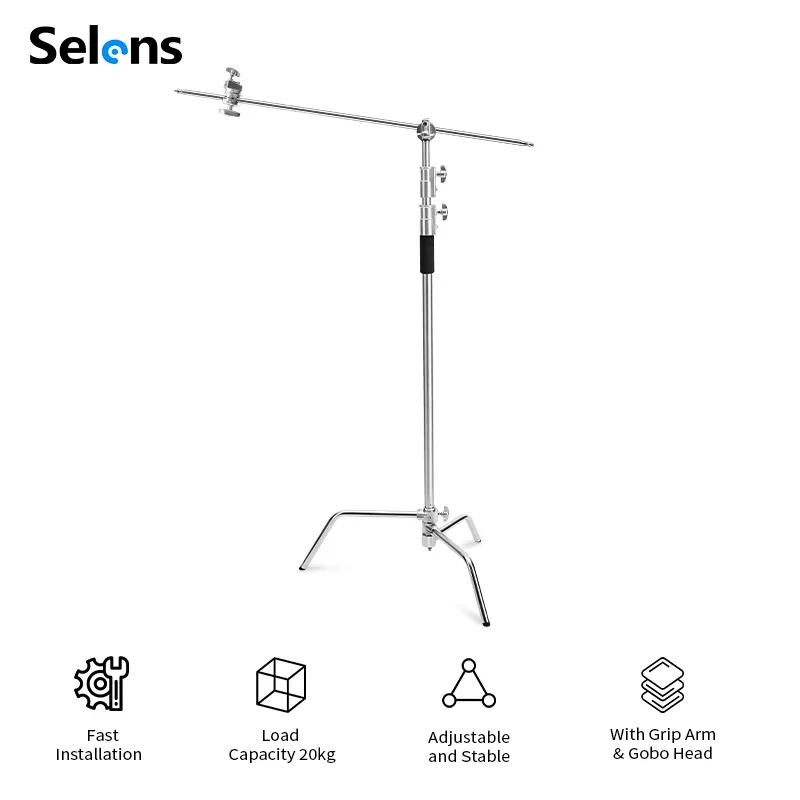 Soporte en C Selens para estud - Studio Light Stand 3M Heavy Duty reseña y precio