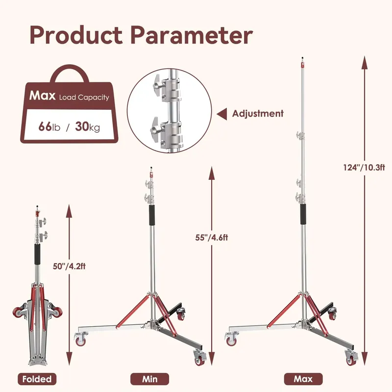 Trípode con ruedas y soporte a - Studio Light Stand 3M Heavy Duty reseña y precio