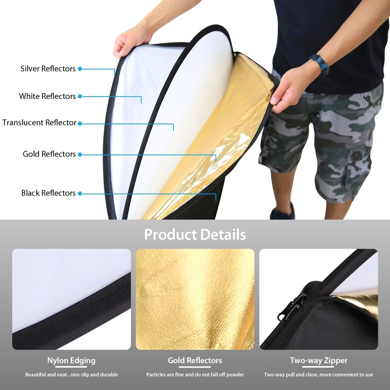 PULUZ 5 colores en 1 tablero r - Reflector 5 In 1 110Cm reseña y precio