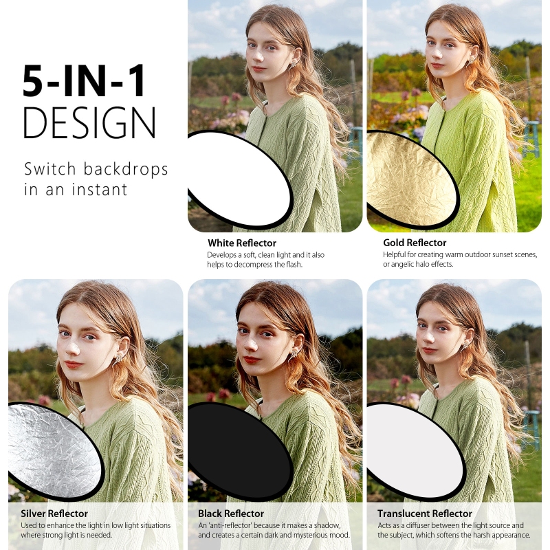 PULUZ 5 colores en 1 tablero r - Reflector 5 In 1 110Cm reseña y precio