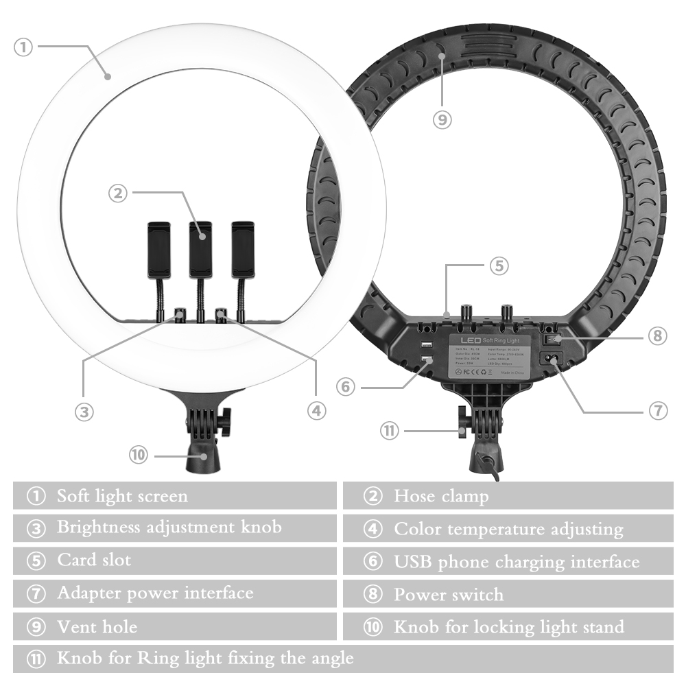 Anillo de luz LED de 18 pulgad - Ring Light 18 Inch Studio reseña y precio