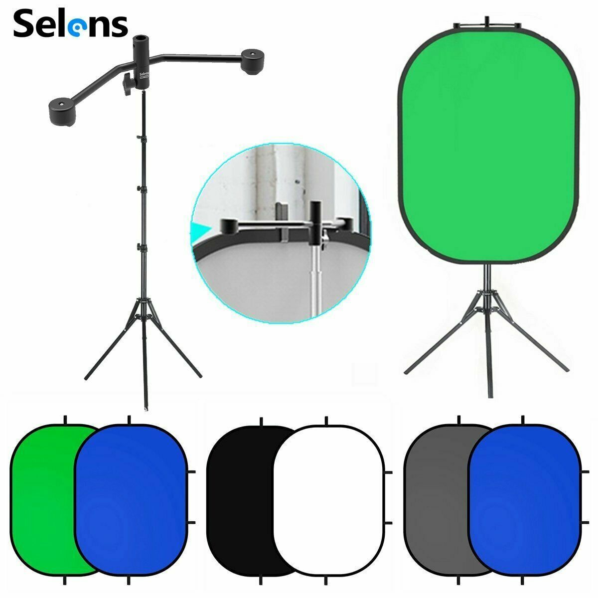 Selens-Clip reflector para fot - Photography Backdrop Stand Kit reseña y precio